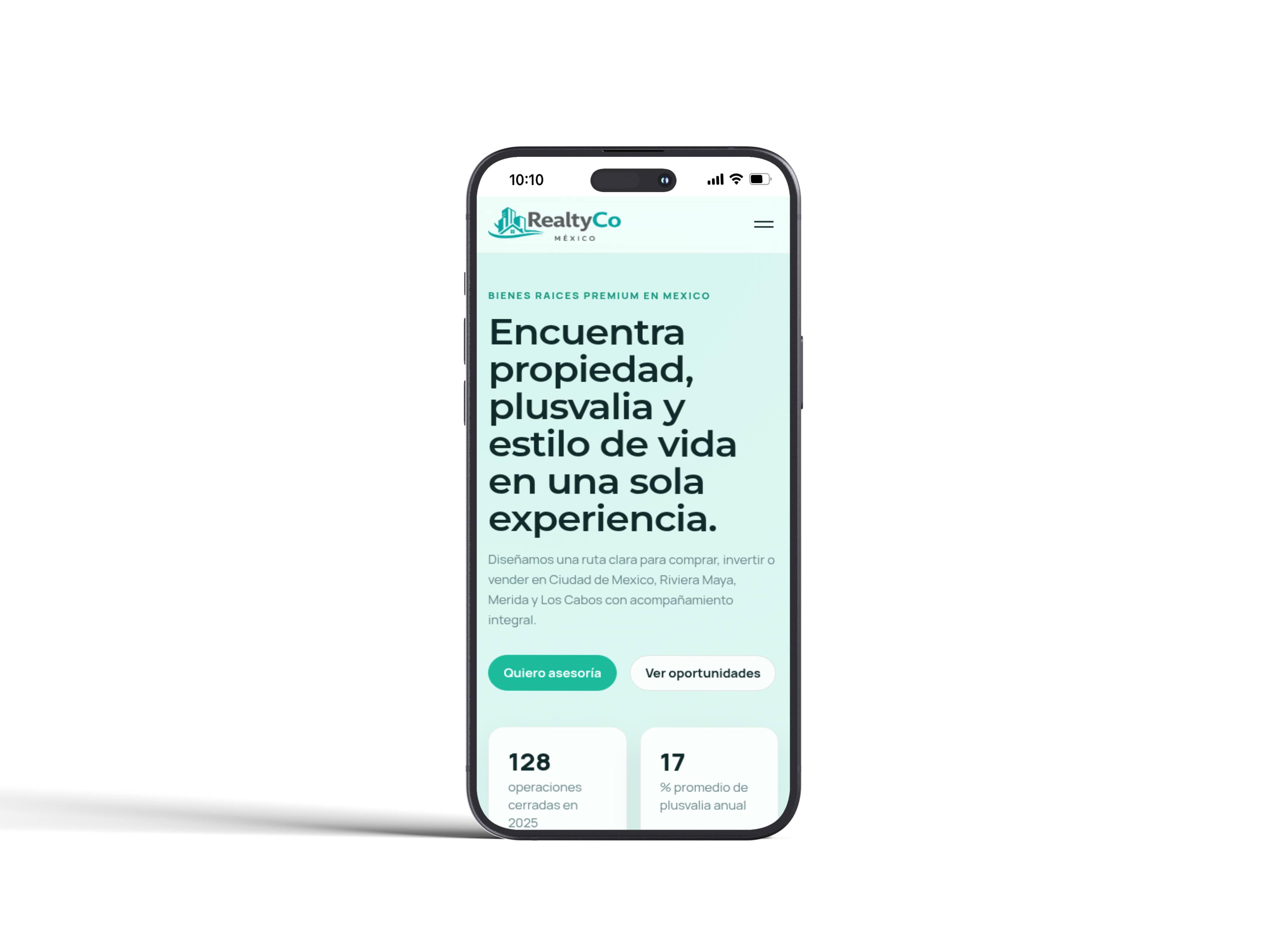 Vista móvil de RealtyCo México